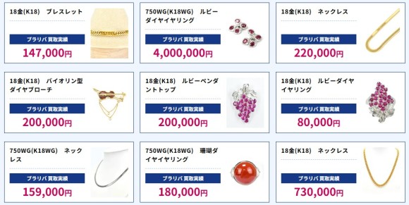 金や貴金属の値段